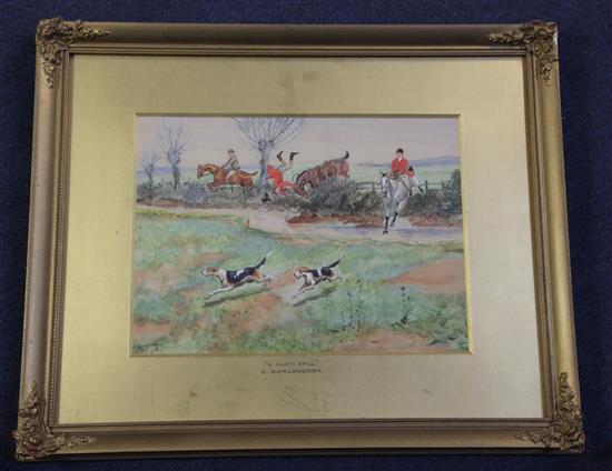 George Derville Rowlandson (1861-1930) A Nasty Spill 7.5 x 10in.